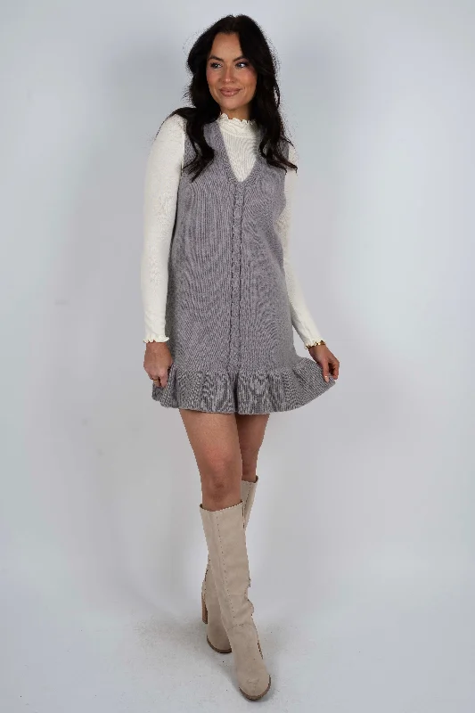 It Is Your Time Sweater Dress (Grey) Wool Fabric Cashmere Fabric Tweed Fabric