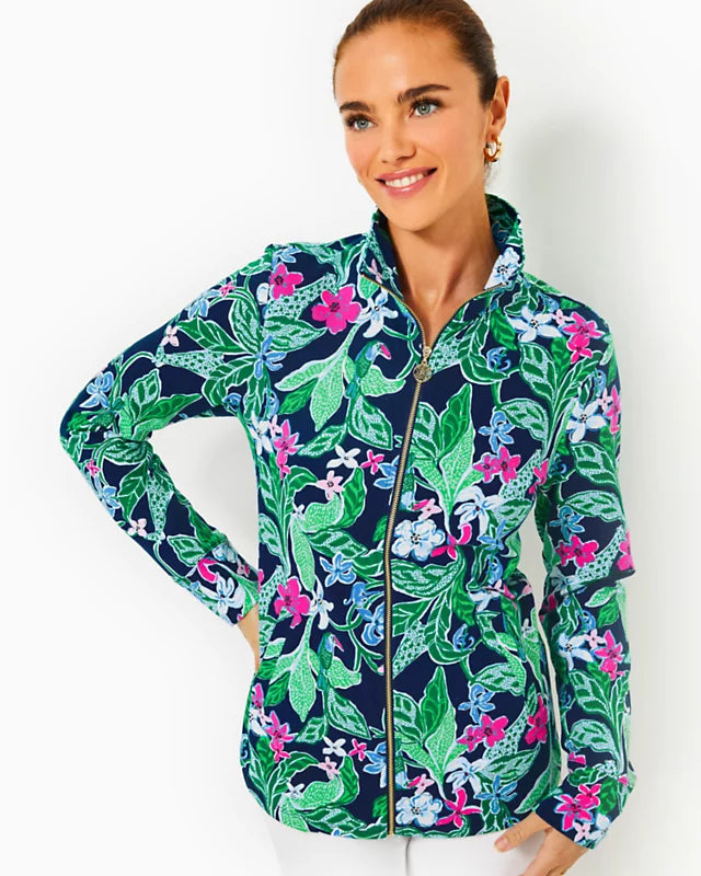 Lilly Pulitzer Women's UPF 50+ Leona Zip-Up Jacket - Multi Untamed Fleece Fabric Down Fabric Feather Fabric