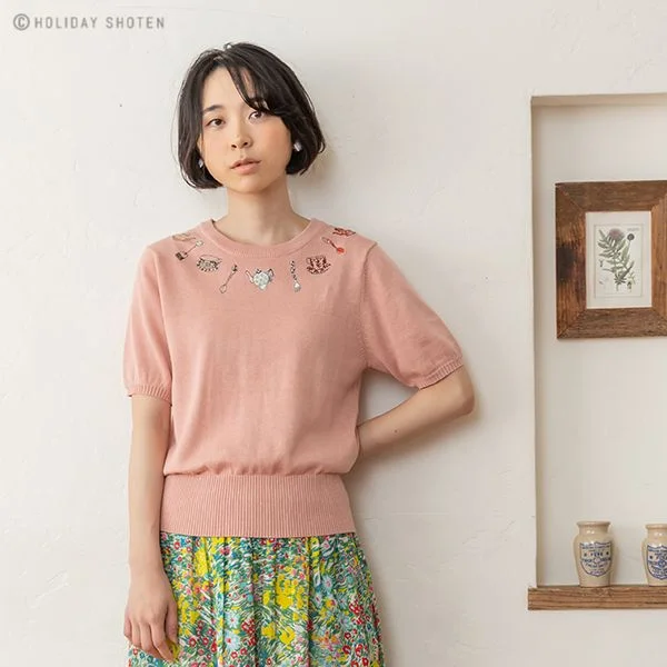 Knit Pullover Teacup Lapel Neck Sweater