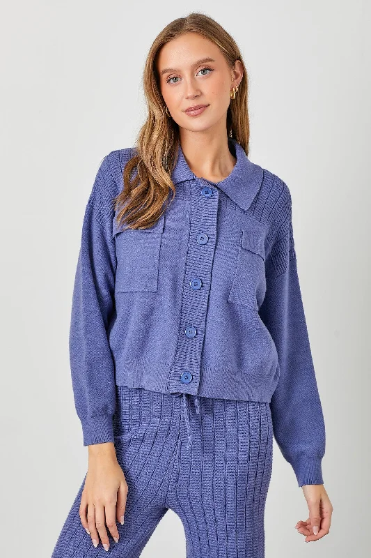 SWEATER KNIT SHACKET AND PANT SET Solid Color Striped Floral Print