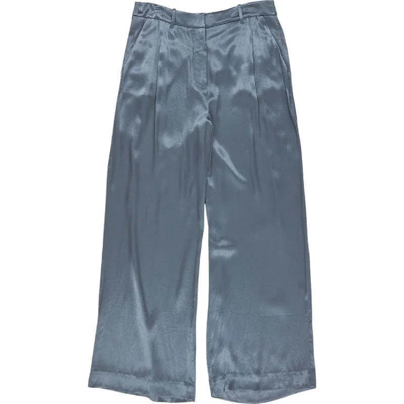 Wyse Slate Alana Satin Wide Leg Trousers Wide Leg Loose Fit Mid Waist