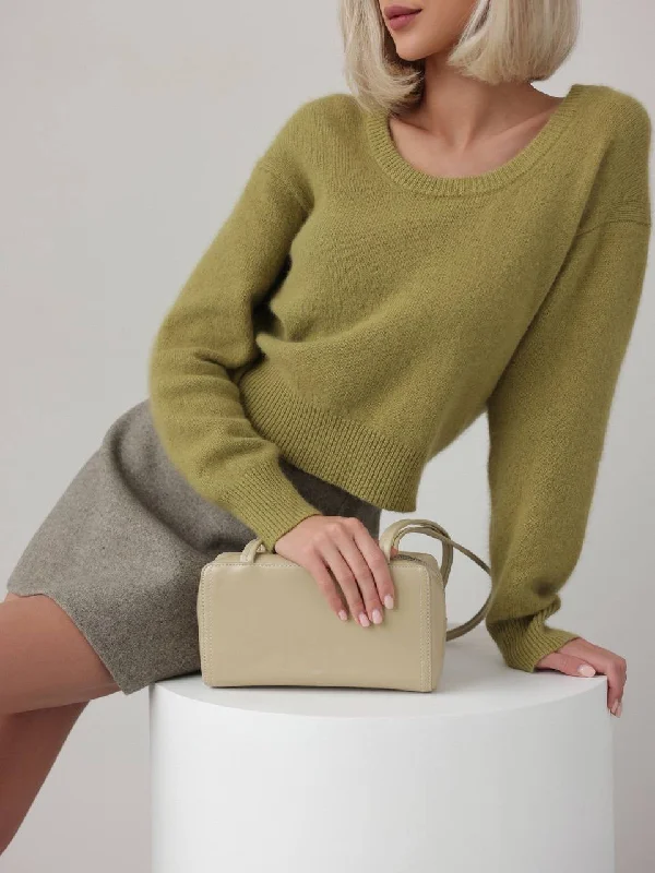 Olive Green Wool Sweater Fitted Slim Tailored