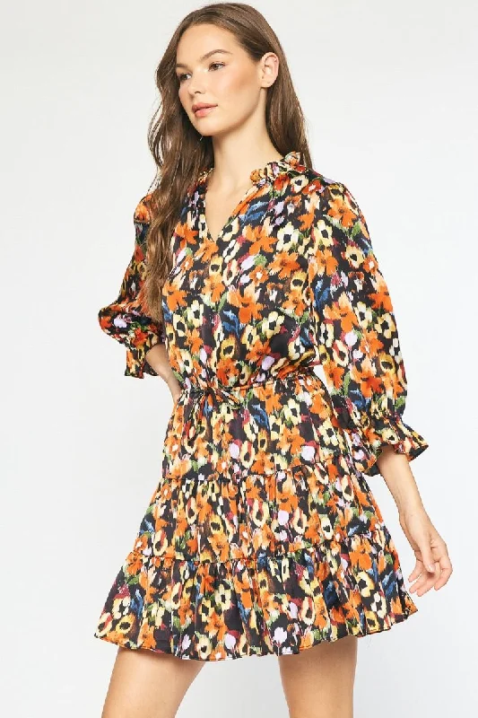Bold Blooms Dress {Black Mix}