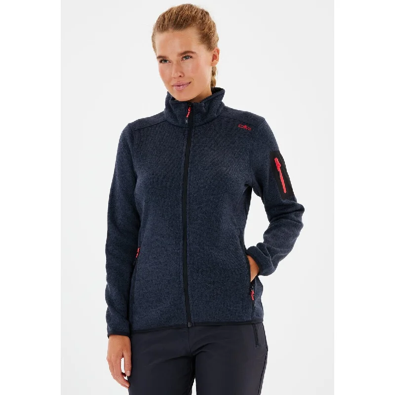 CMP WOMAN KNITTECH FLEECE JACKET - Titanio-Campari Herringbone Jacket Houndstooth Jacket Plaid Jacket