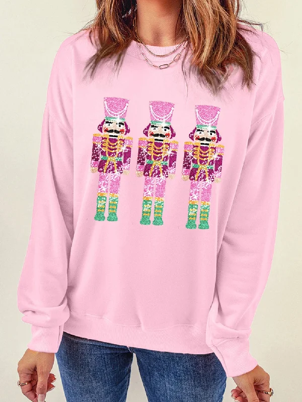Sequin Nutcracker Christmas Pullover Soft Wool Sweater