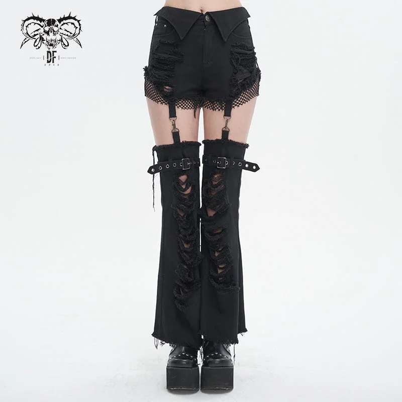 PT206 Detachable brushed twill bootcut trousers Wide Leg Loose Fit Mid Waist