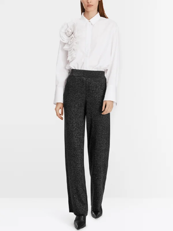 Marc Cain WASHINGTON Black Glitter Look Trousers XP 81.54 M50 Col 900 Trousers Timeless Classic