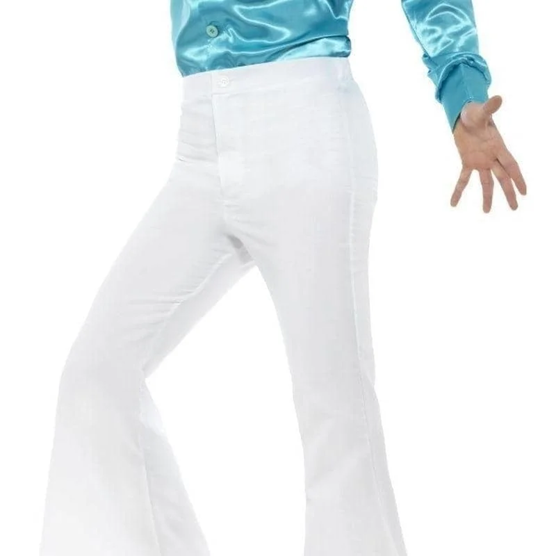 70s Style Flared Trousers Mens White Trousers Solid Black