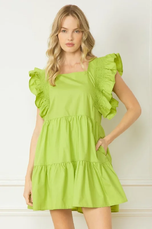 Starlet Ruffle Dress {Chartreuse}