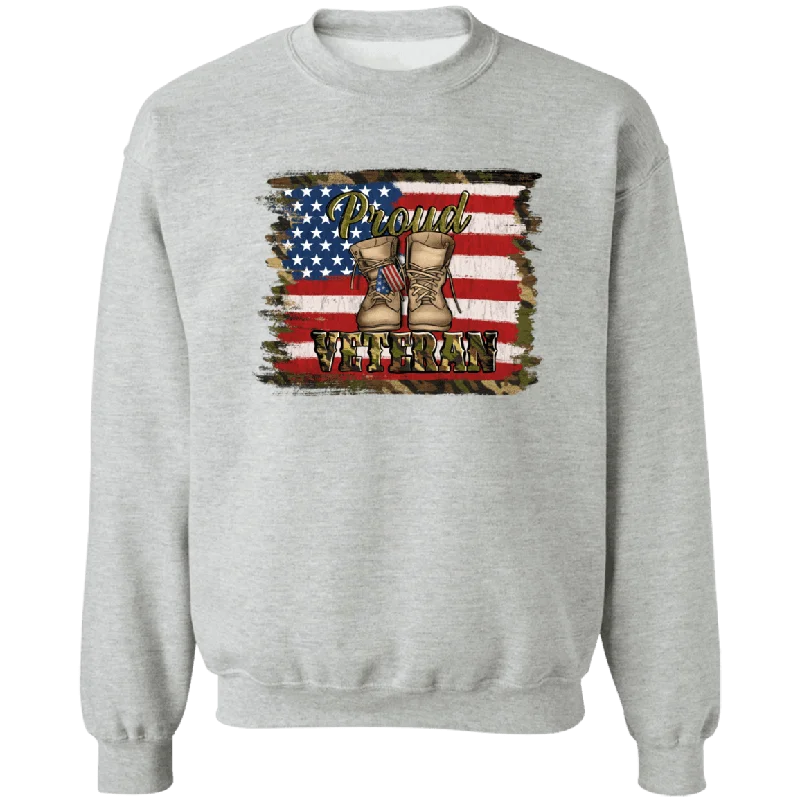 Proud Veteran Ladies Crewneck Pullover Sweatshirt Oblong Neck Pullover