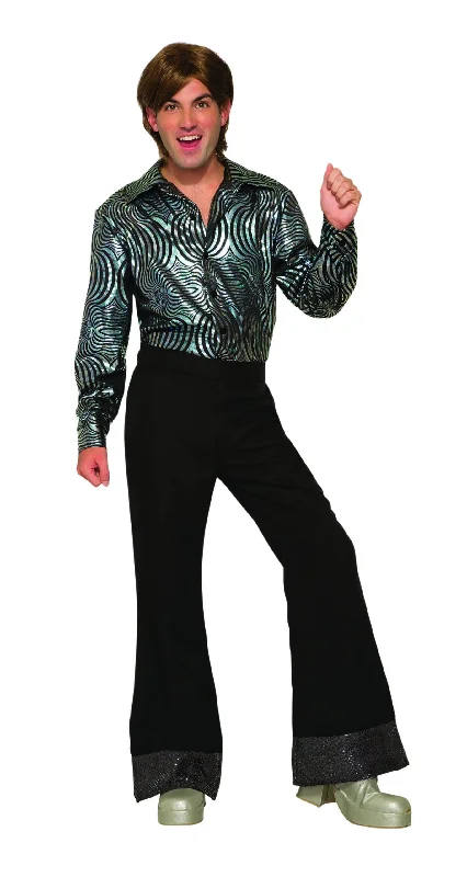 Disco Trousers Black Sequins Trousers Plaid Checkered