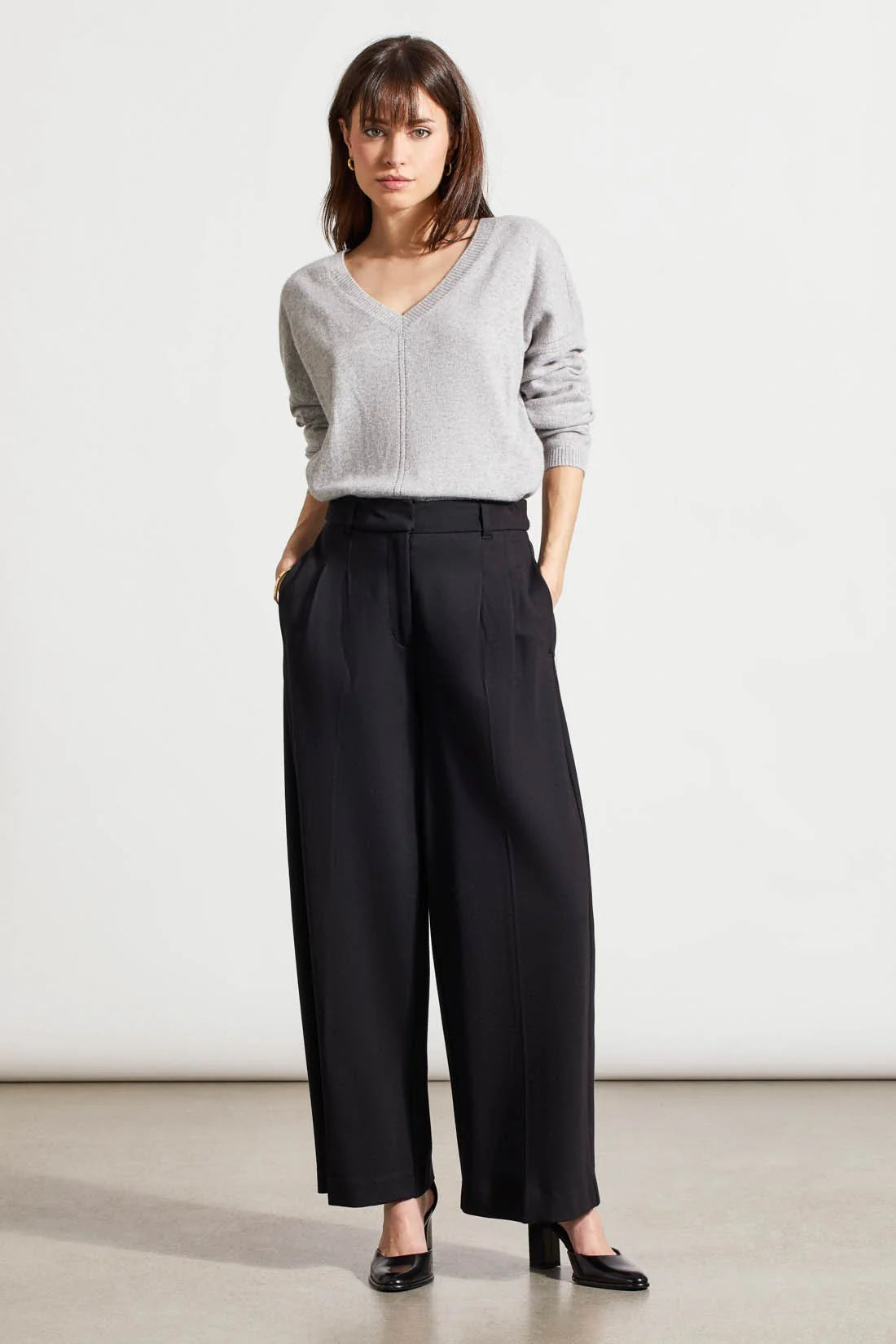 Fly Front Palazzo Trouser [Black-1909O] Trousers fashionable trendy