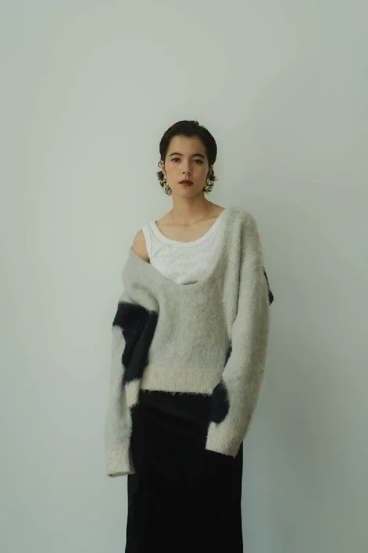 Uneck Knit Pullover(unisex)/GrayNavy(Additional Sales 10/22 20:00~ 10/24 12:00) Boat Neck Sweater