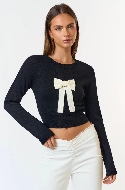 Veronica Bow Sweater Long Sweater Short Sweater Cropped Sweater