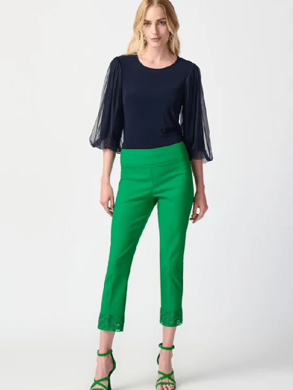 Joseph Ribkoff Crop Pull On Trousers In Island Green 241102 Col 4203 Trousers cozy comfortable