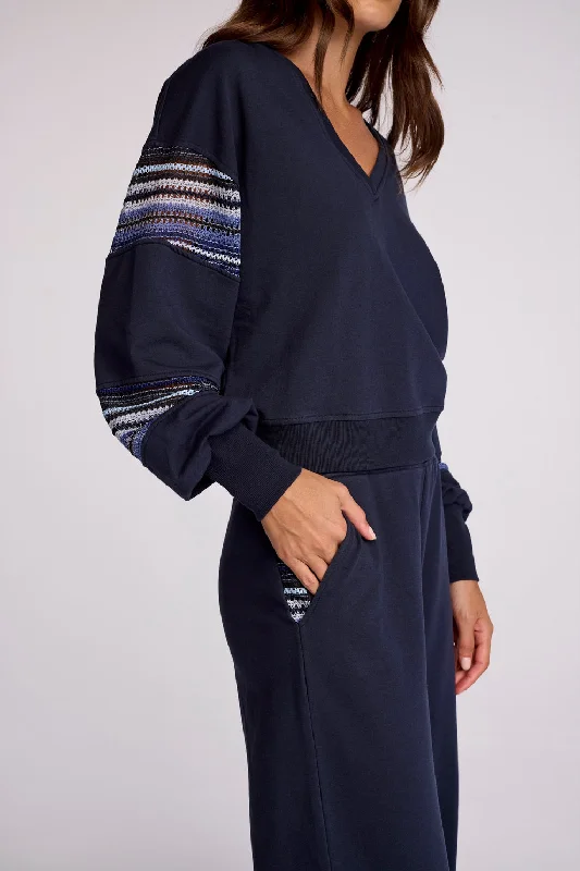 JAYDEN FRENCH TERRY PULLOVER - NAVY Bolero Style Sweater