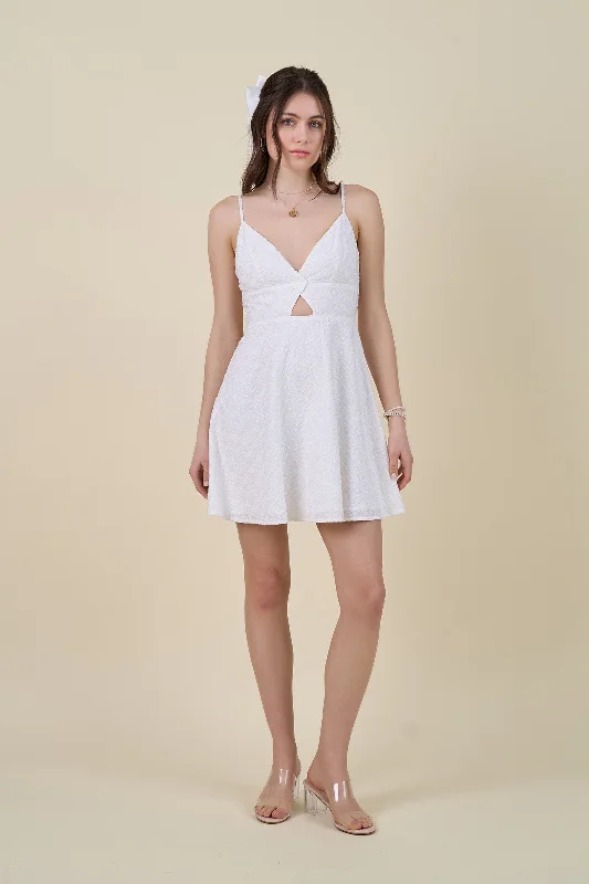 White Cut Out Geo Dress