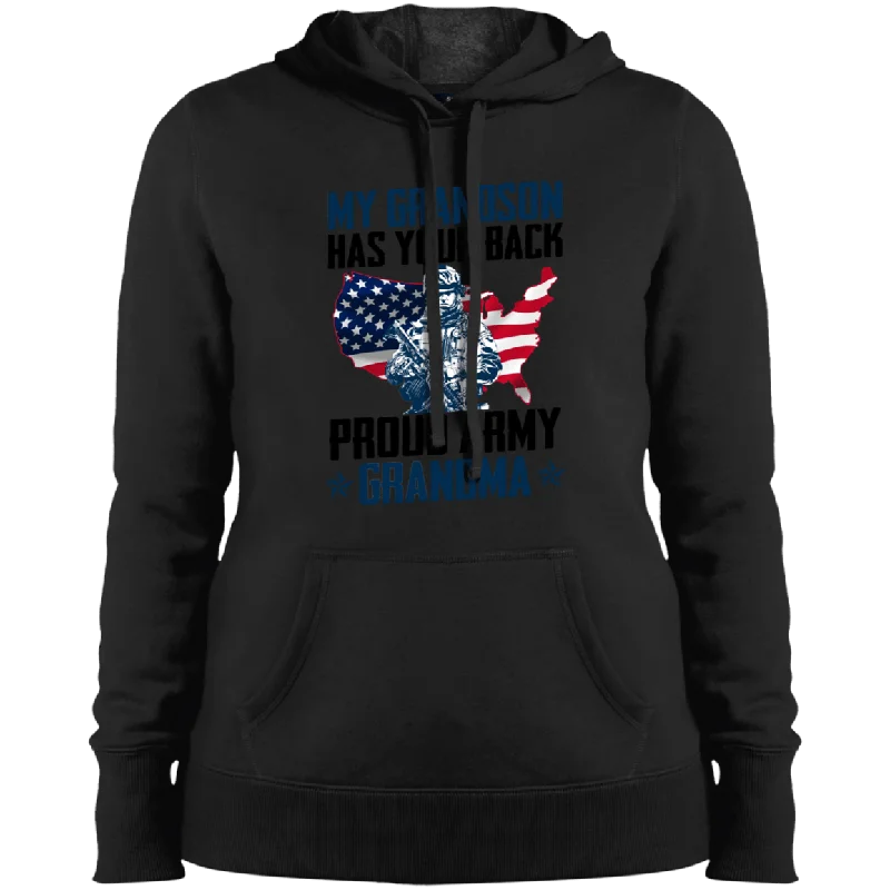 Proud Army Grandma Ladies' Pullover Hooded Sweatshirt Short Sleeve Top