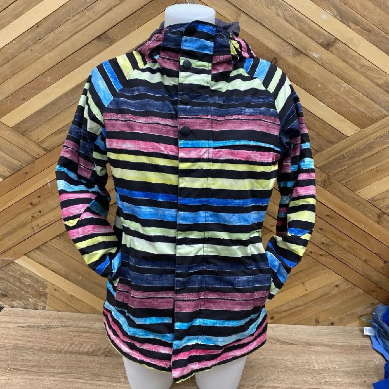 Burton- Women's Striped Insulated Ski Jacket- MSRP $320: Multicolor-women-SM Ribbed Jacket Pleated Jacket Ruffled Jacket