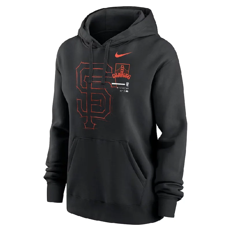 Nike Women's San Francisco Giants Big Game Pullover Hoodie - Black Batwing Sleeve Top