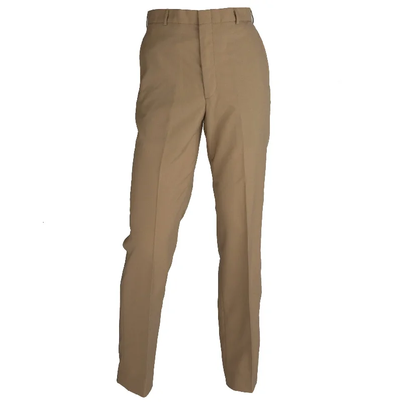 NAVY Men's Khaki Poly Wool Trouser - Classic Fit Trousers Canvas Durable