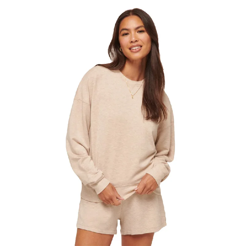 TravisMathew Cloud Terry Crew Womens Pullover Bishop Sleeve Elegant