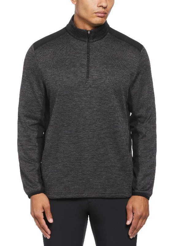 Men's Two Tone Space Dye 1/4 Zip Golf Pullover Wrist Length Sleeve