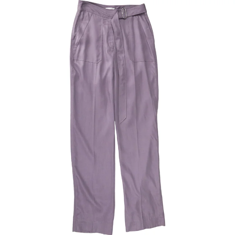 Calvin Klein Purple Tencel Slim Straight Trousers Trousers chic elegant