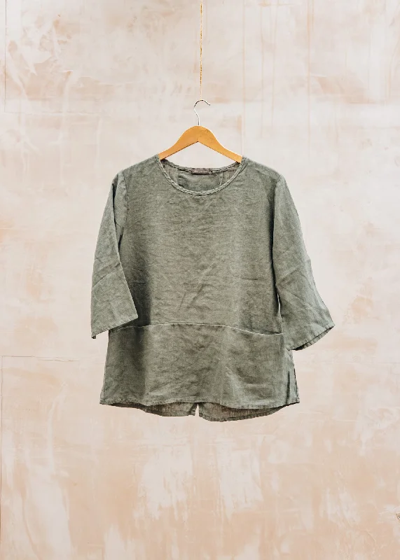 Solid Linen Pullover with Pocket in Clay Alpaca Blend Soft
