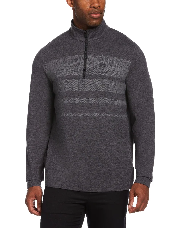 Men's Luxury Performance Stretch 1/4 Zip Golf Pullover Asymmetrical Neck Pullover
