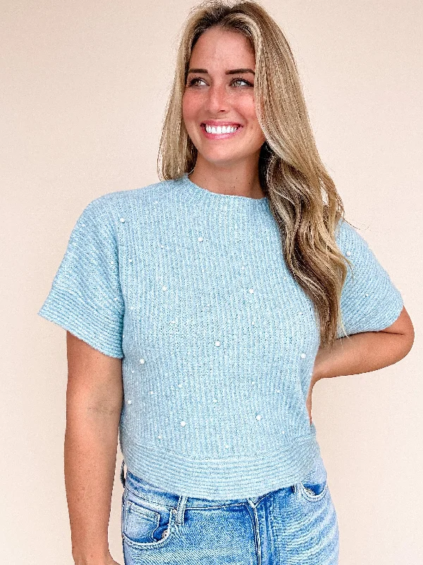 Iced Over Pearl Sweater Top- FINAL SALE Lace Blend Ribbed Blend Corduroy Blend