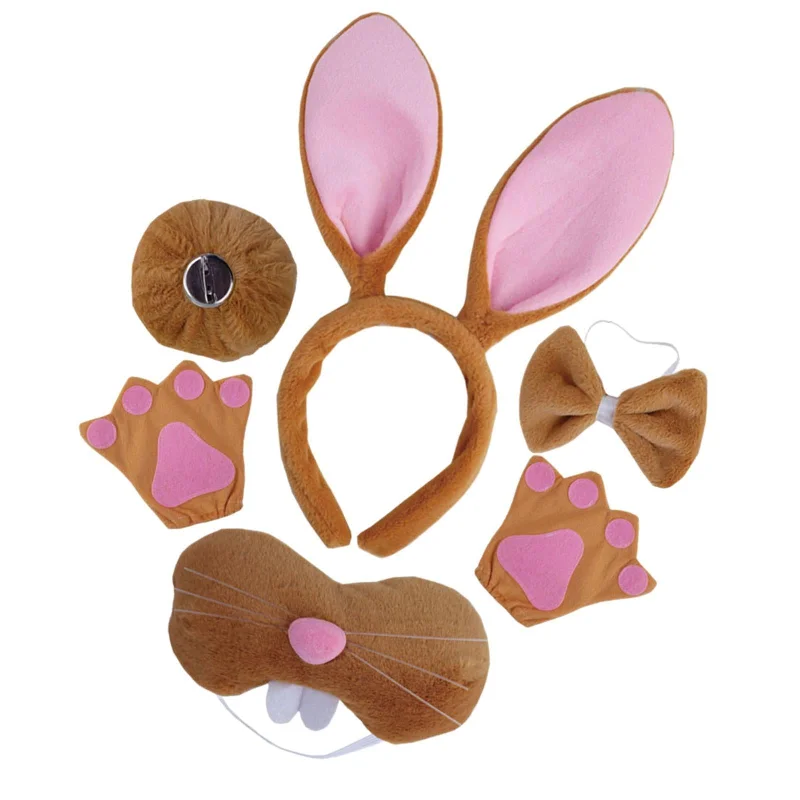 Easter Bunny Rabbit Costume Set Cosplay for New Year Fancy Dress up Festival Brown