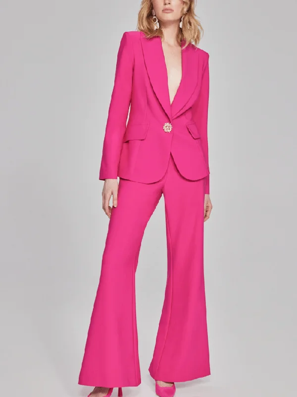 Joseph Ribkoff Lux Twill Flared Trousers In Pink 241738 Col 4129 Trousers trendy modern