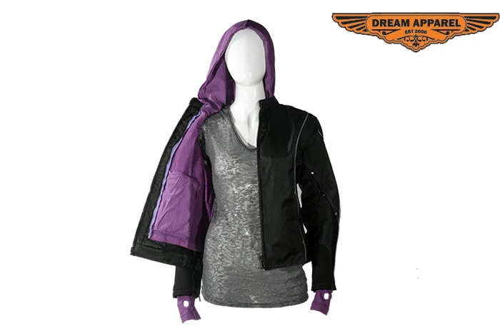 Womens Textile Jacket With Air Vents On Sleeves Tiered Jacket Buttoned Jacket Zippered Jacket