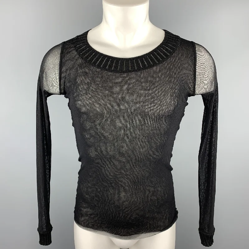JEAN PAUL GAULTIER SOLEIL Size M Black Polimide Pullover Kimono Neck Pullover