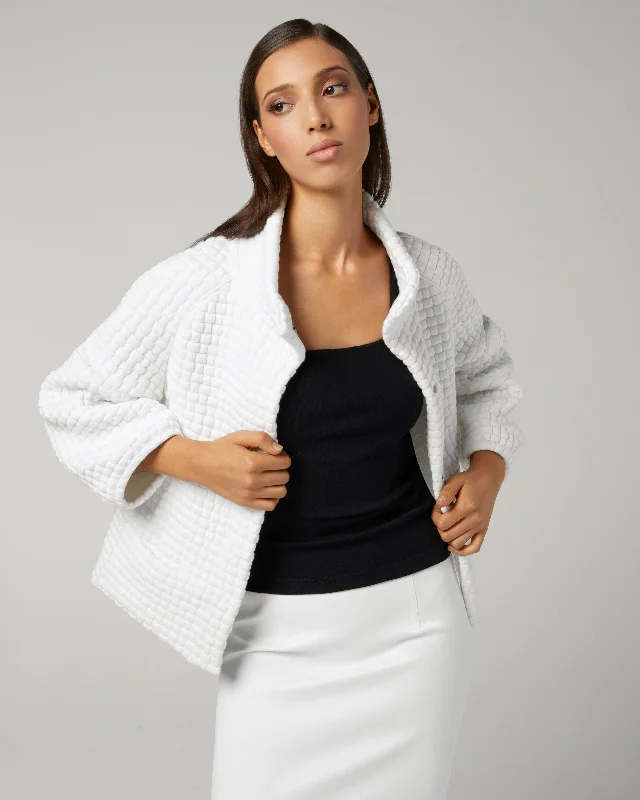 Patterned Boxy Jacket Collared Jacket Crew Neck Jacket Turtle Neck Jacket