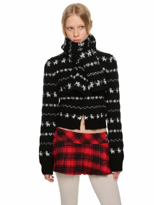 Fair Isle Turtleneck Sweater and Scarf Rayon Fabric Velvet Fabric Corduroy Fabric