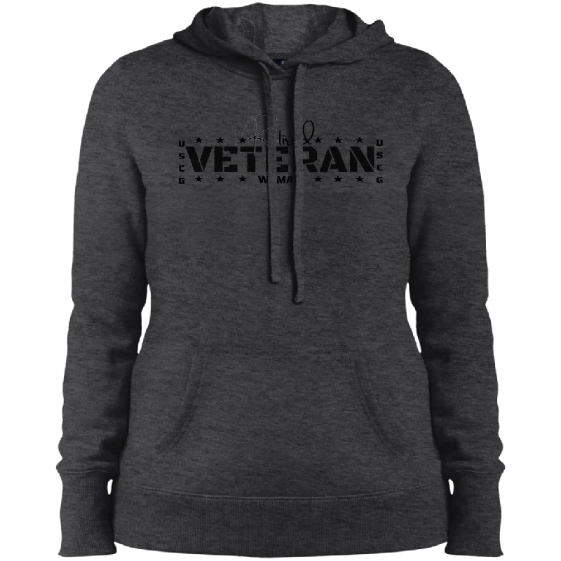 Retired Veteran Black letters Ladies' Pullover Hooded Sweatshirt Cable Knit Chunky