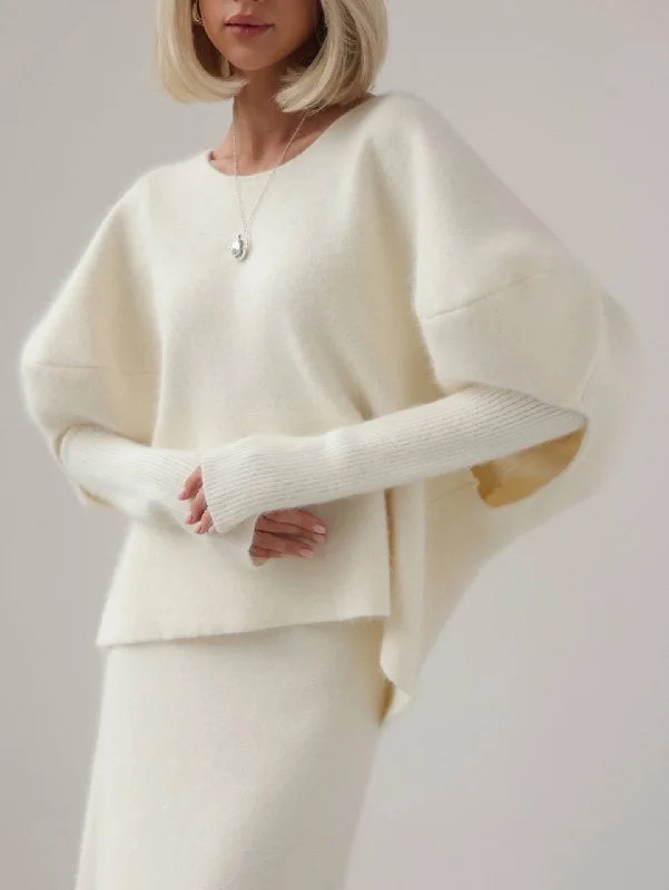Oversized Ivory Wool Sweater Layered Multi-layer Single Layer