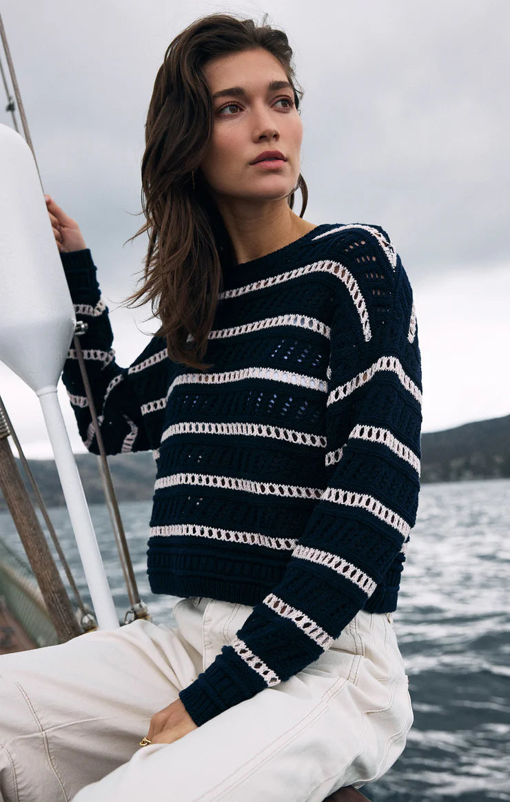 Estero Stripe Sweater - Eclipse Elasticated Padded Insulated