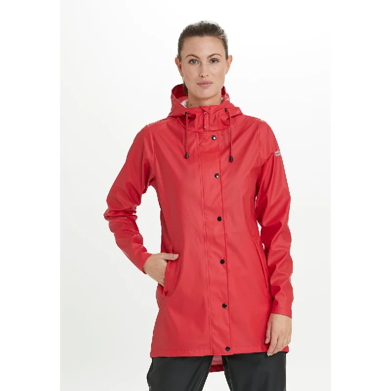 Petra W Rain jacket - Rococco Red Hooded Jacket Caped Jacket Shawl Collar Jacket