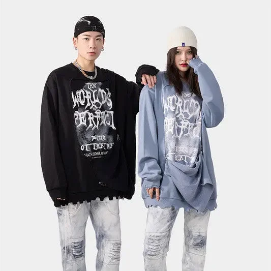 High Street Hip Hop Sweater Cable Knit Ribbed Knit Lace Knit