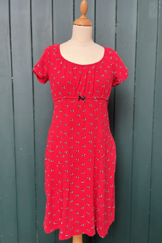 Re-Wear Blutsgeschwister Red  With Birds Print Dress
