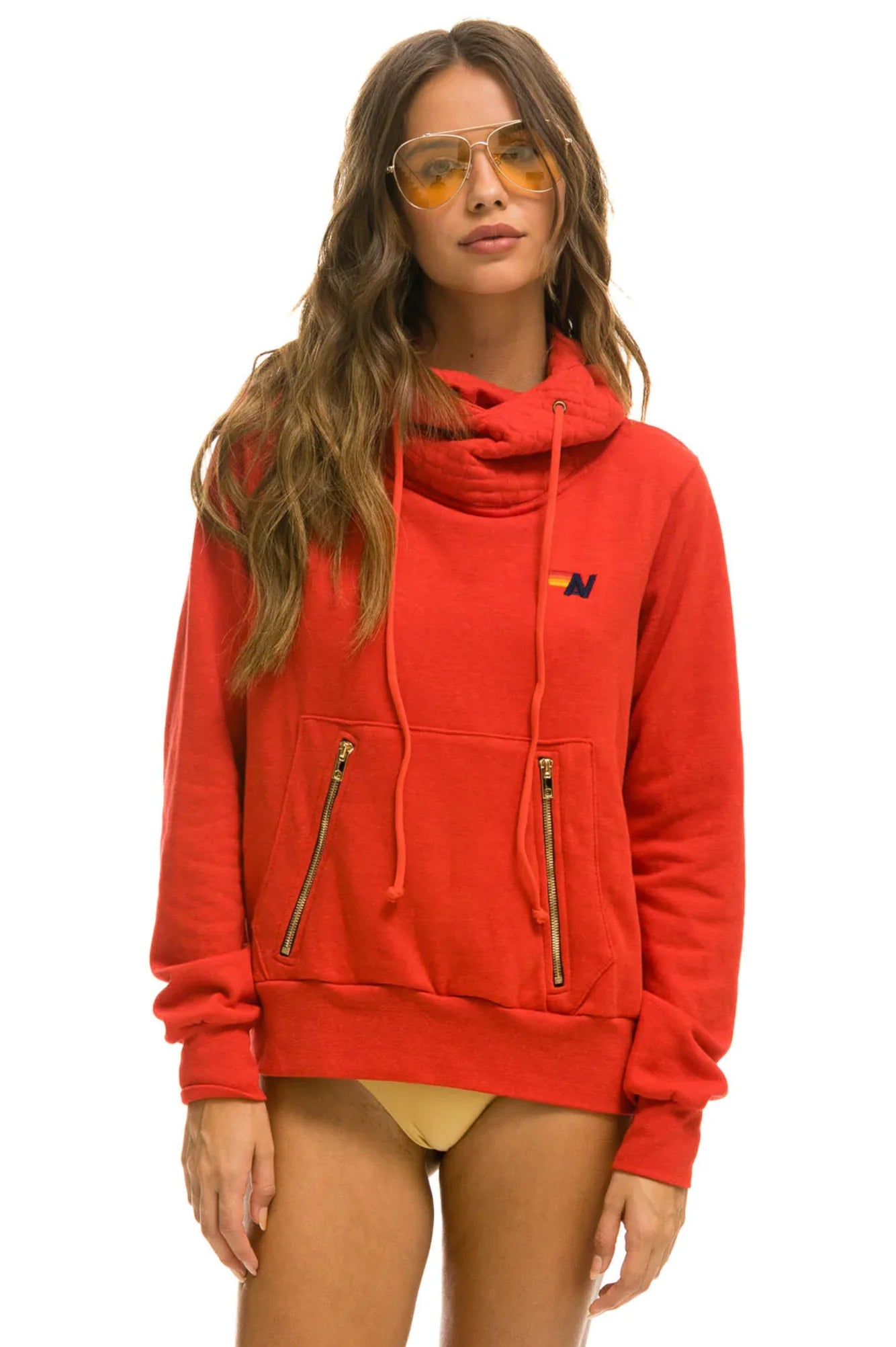 Ninja Pullover Hoodie Red Button Front Sweater