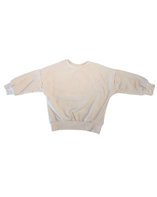 Oversized Sweater - Fawn Bamboo Fleece Notch Collar Peter Pan Collar Cowl Neck