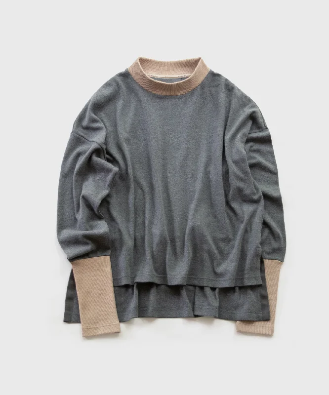 Grass-dyed BOTADEGI soft smooth back gathered pullover dolman Sleeve Top