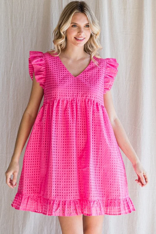 Check Yourself Dress {Hot Pink}
