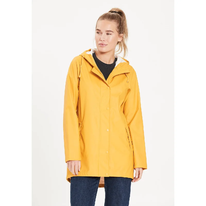 Petra W Rain jacket - Golden Rod One-Shoulder Jacket Off-the-Shoulder Jacket Asymmetrical Jacket