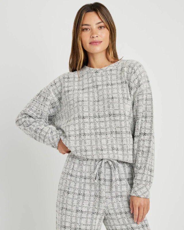 Penny Tweedy Plaid Crewneck Pullover Bolero Style Sweater
