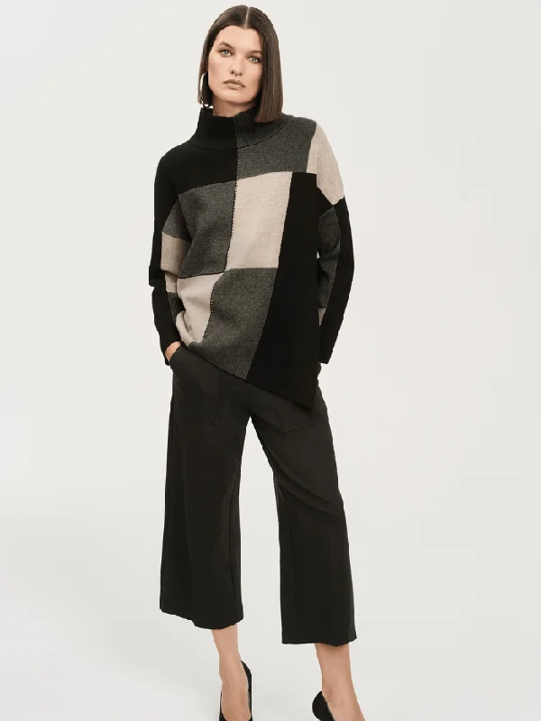 Joseph Ribkoff Colour Block Jacquard Knit Pullover 243944 Col 4354 Flutter Sleeve Feminine
